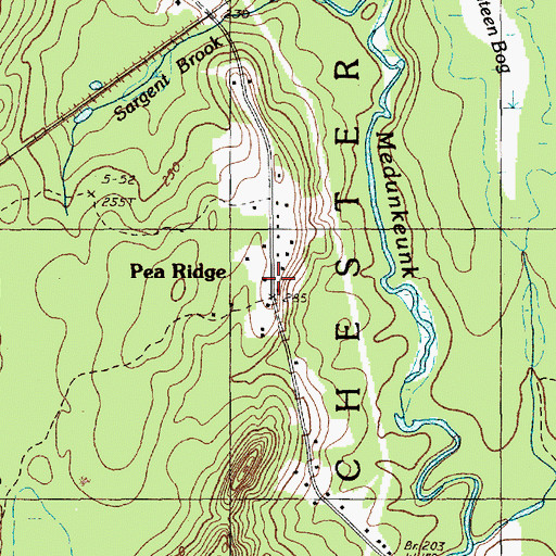 Topographic Map of Pea Ridge, ME
