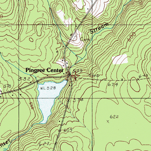 Topographic Map of Pingree Center, ME