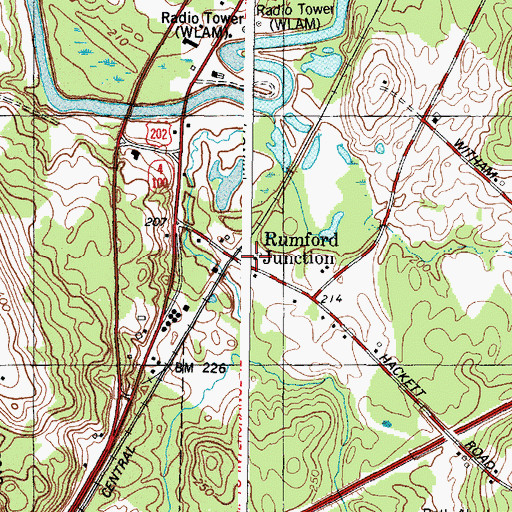 Topographic Map of Rumford Junction, ME