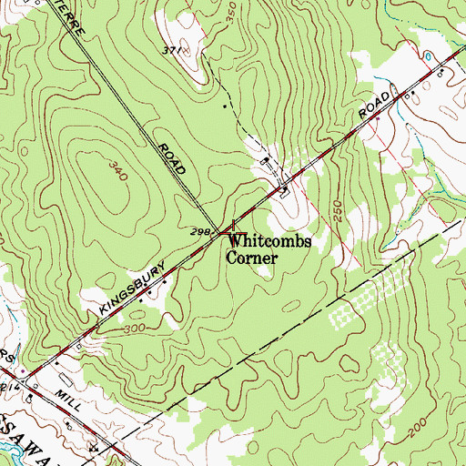 Topographic Map of Whitcombs Corner, ME