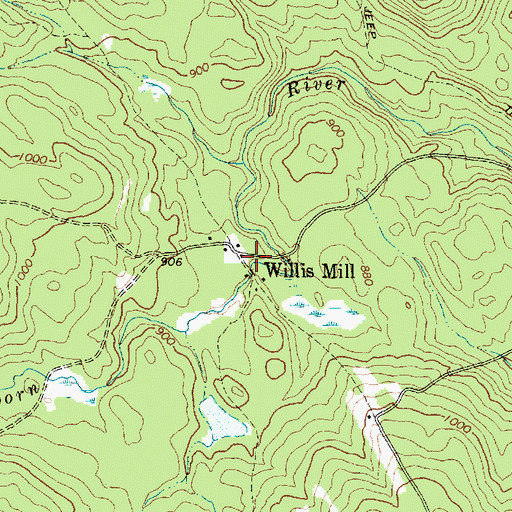 Topographic Map of Willis Mill, ME