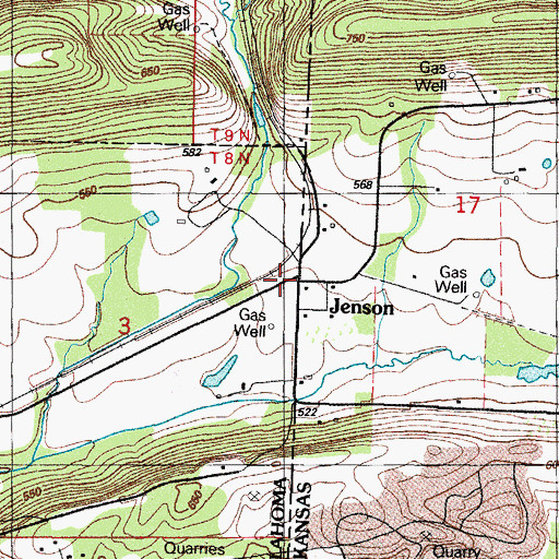 Topographic Map of Jenson, AR