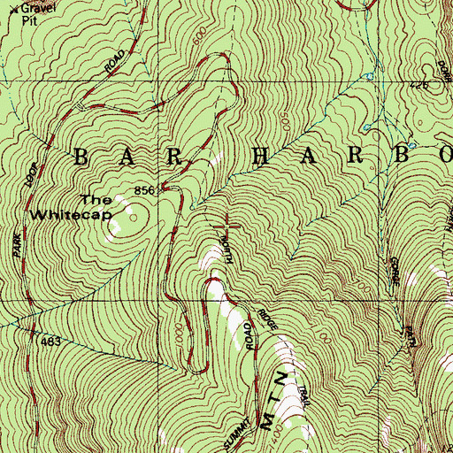 Topographic Map of North Ridge Trail, ME