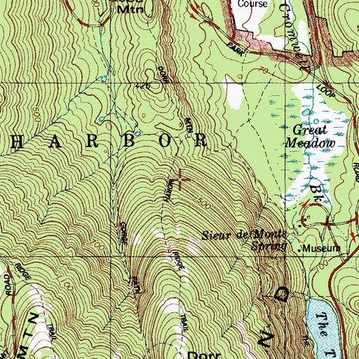 Topographic Map of Door Mountain North Ridge Trail, ME