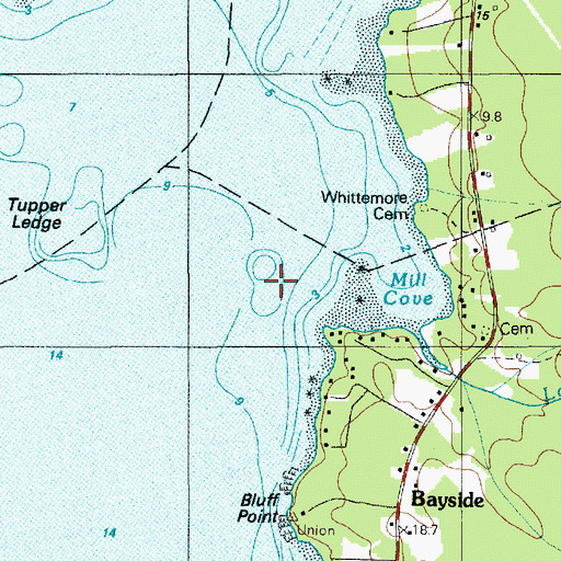 Topographic Map of Lord Rock, ME