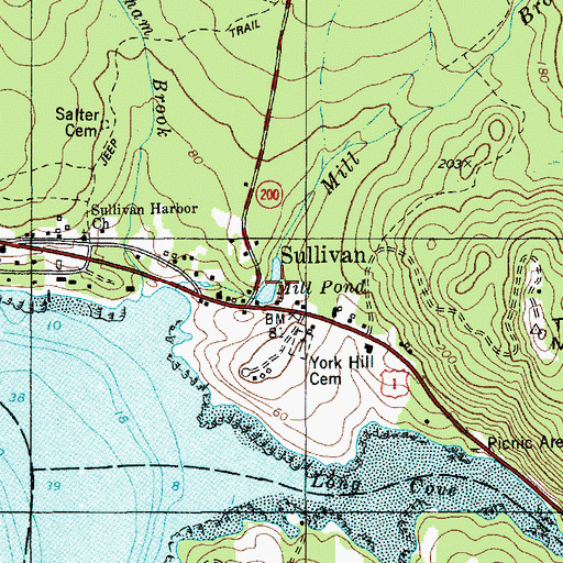 Topographic Map of Mill Pond, ME