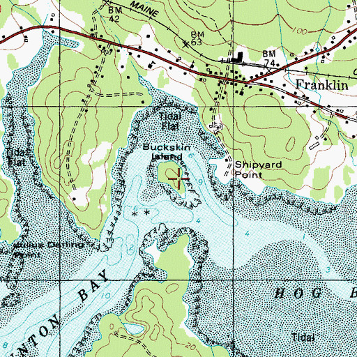 Topographic Map of Buckskin Island, ME