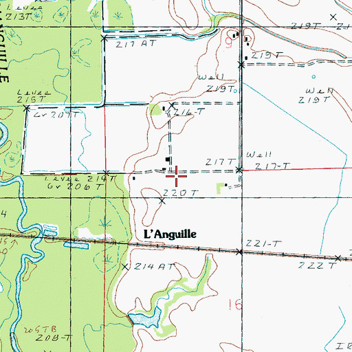 Topographic Map of L'Anguille, AR