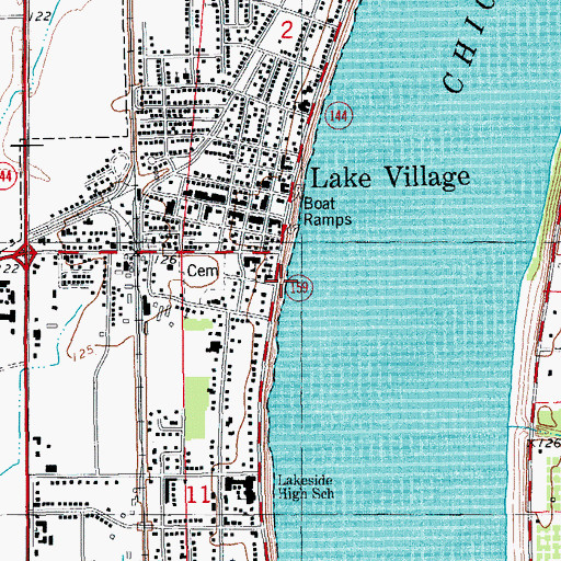 Topographic Map of Lake Village, AR