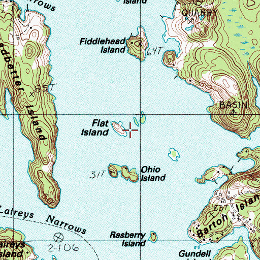 Topographic Map of Flat Island, ME