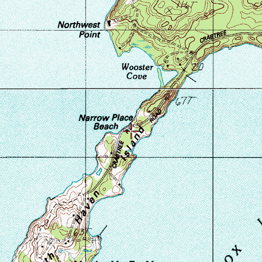 Topographic Map of Narrow Place Beach, ME