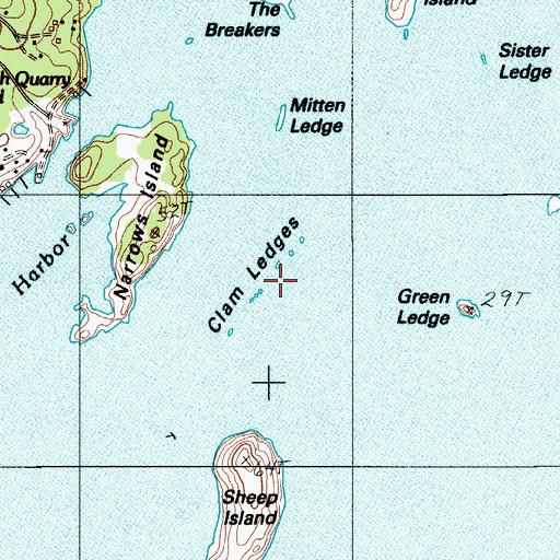 Topographic Map of Clam Ledges, ME