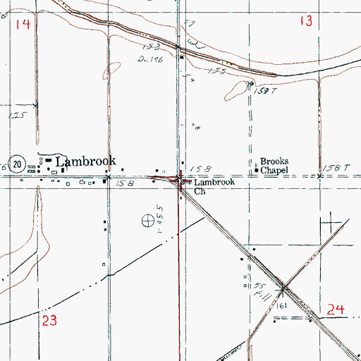 Topographic Map of Lambrook, AR