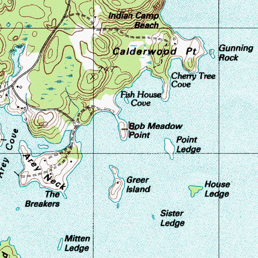 Topographic Map of Bob Meadow Point, ME