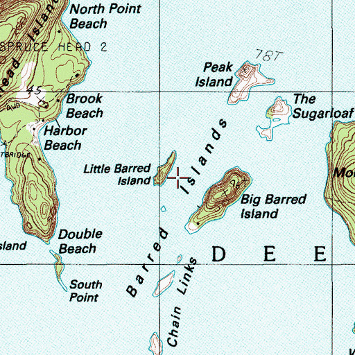 Topographic Map of Little Barred Island, ME
