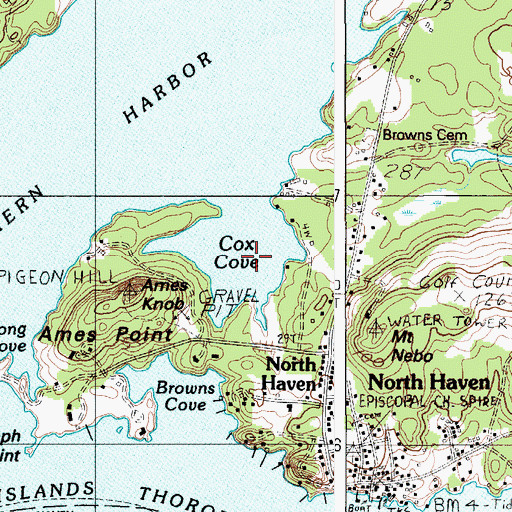 Topographic Map of Cox Cove, ME