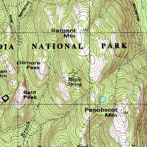 Topographic Map of Maple Spring, ME