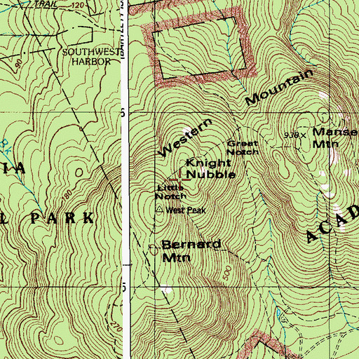Topographic Map of Little Notch, ME