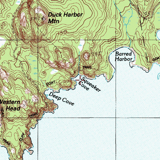 Topographic Map of Squeaker Cove, ME