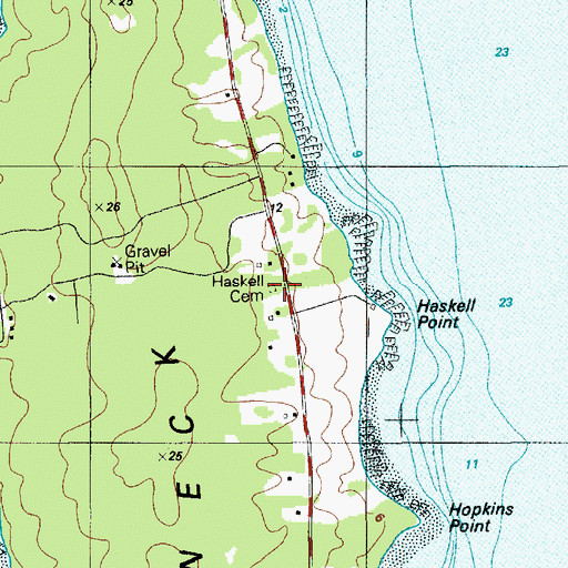 Topographic Map of Haskell Cemetery, ME