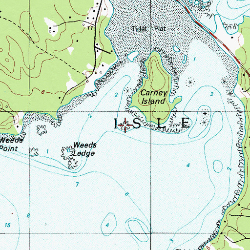 Topographic Map of Halftide Rock, ME