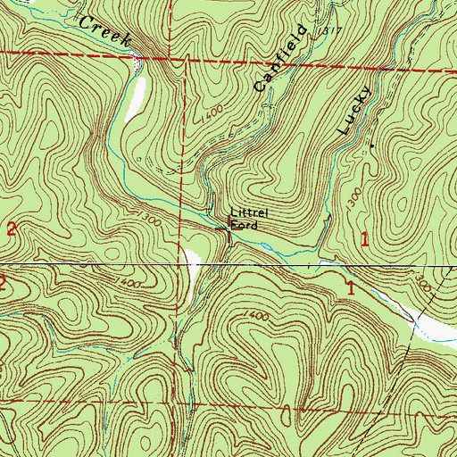 Topographic Map of Littrel Ford, AR