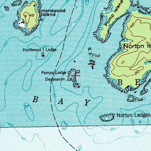 Topographic Map of Pomps Island Ledge, ME