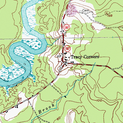 Topographic Map of Tracy Corners, ME