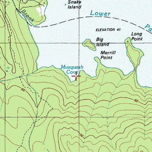 Topographic Map of Musquash Cove, ME