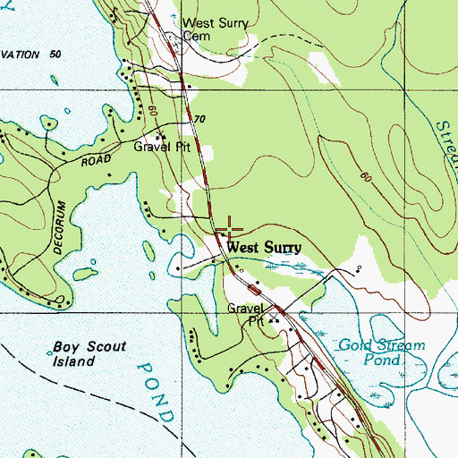 Topographic Map of West Surry, ME