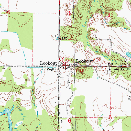 Topographic Map of Lookout, AR