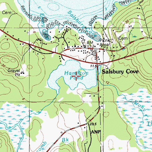 Topographic Map of Hamilton Pond, ME