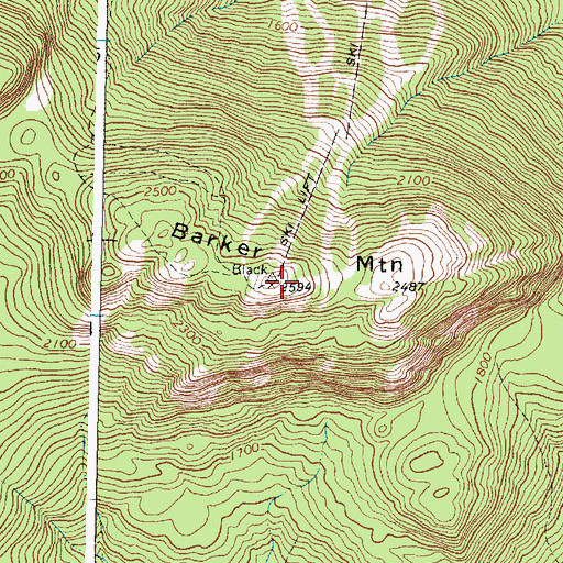 Topographic Map of Barker Mountain, ME