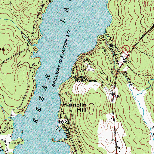 Topographic Map of Camp Mudiekewis, ME