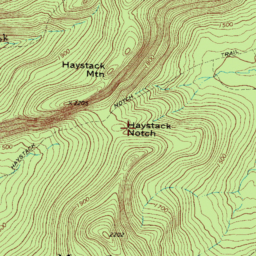 Topographic Map of Haystack Notch, ME