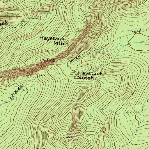 Topographic Map of Haystack Notch, ME