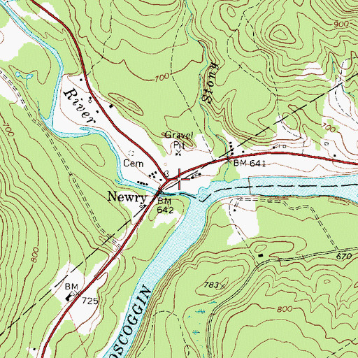 Topographic Map of Newry, ME