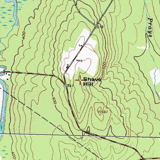 Topographic Map of Shave Hill, ME