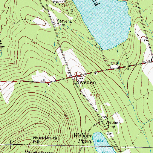 Topographic Map of Sweden, ME