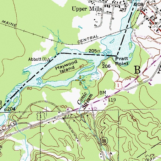 Topographic Map of Conic Stream, ME