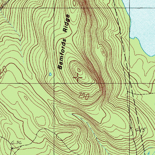 Topographic Map of Bamfords Ridge, ME
