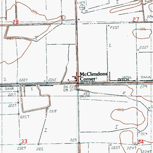 Topographic Map of McClendons Corner, AR
