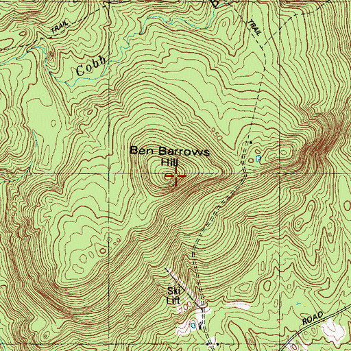 Topographic Map of Ben Barrows Hill, ME