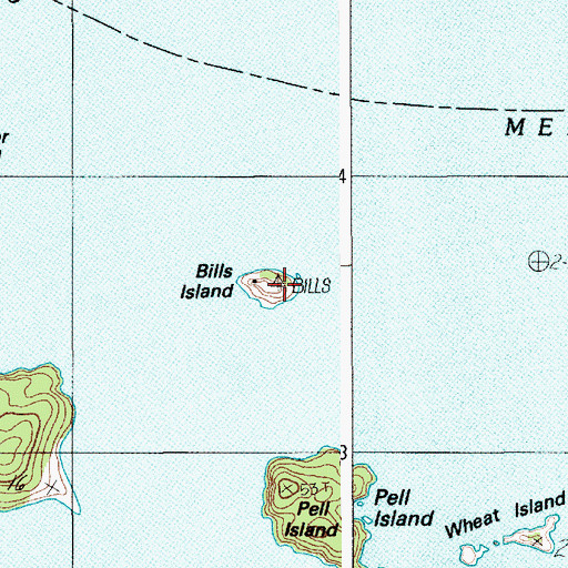 Topographic Map of Bills Island, ME