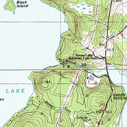 Topographic Map of Green Lake, ME