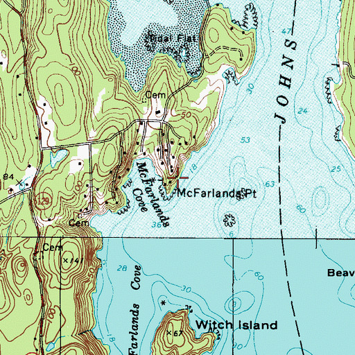 Topographic Map of McFarlands Point, ME