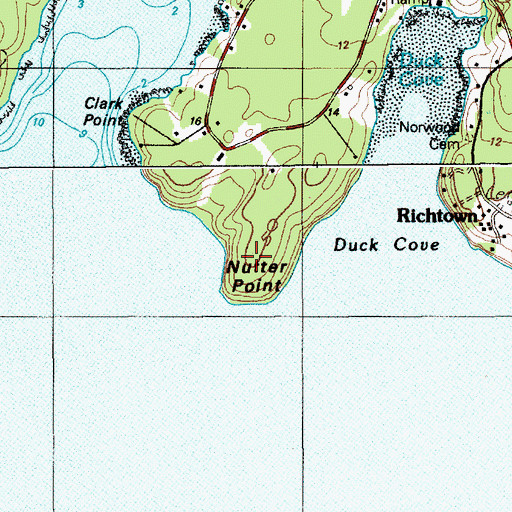 Topographic Map of Nutter Point, ME