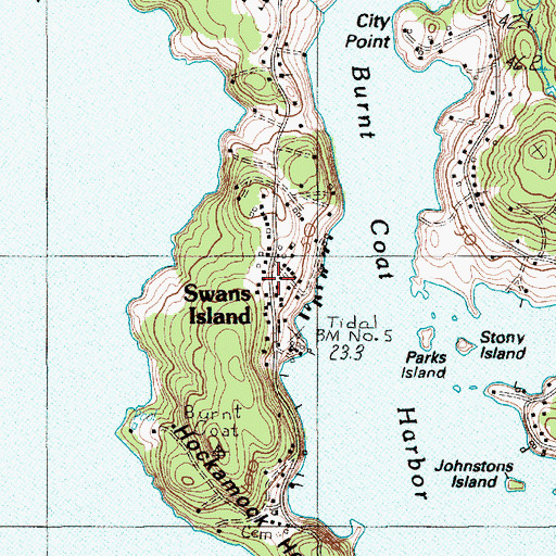 Topographic Map of Swans Island, ME