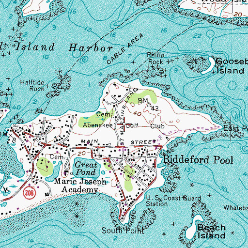 Topographic Map of Abenakee Golf Club, ME