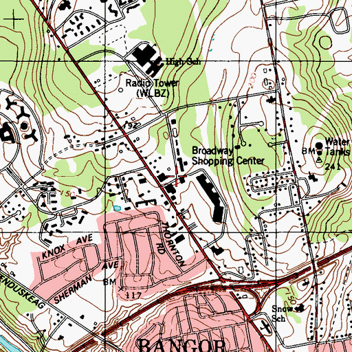Topographic Map of Broadway Shopping Center, ME